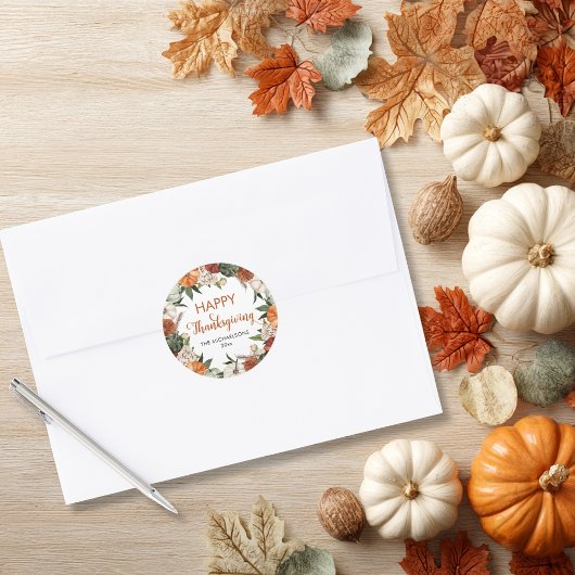 Rustieke Happy Thanksgiving Pompoen Ronde Sticker