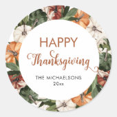 Rustieke Happy Thanksgiving Pompoen Ronde Sticker (Voorkant)