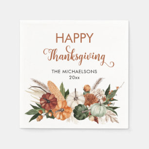 Rustieke Happy Thanksgiving Pompoen Servet