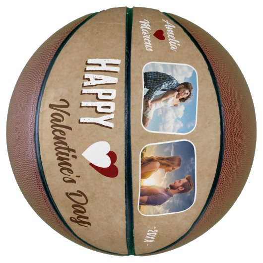 Rustieke Happy Valentijnsdag 2 foto's Basketbal (Verticaal)