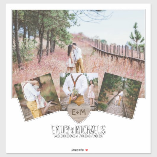 Rustieke hart bruiloft reis huwelijksreis reizen sticker (Vel)