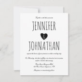 Rustieke hart eenvoudige trouwuitnodigingen kaart (Voorkant)