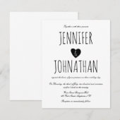 Rustieke hart eenvoudige trouwuitnodigingen kaart (Voorkant / Achterkant)