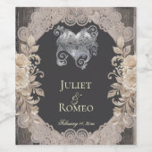 Rustieke Hart & Kanten Wijn Etiket (Enkel label)
