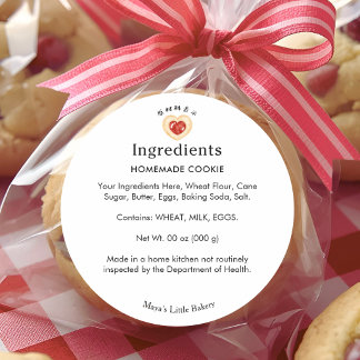 Rustieke Hart Koek Bakkerij Ingredientenlijst Ronde Sticker