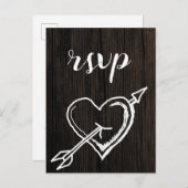 Rustieke hart pijl hout bruiloft rsvp briefkaarten (Voorkant / Achterkant)