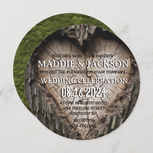 Rustieke hart vormige boom bruiloft uitnodiging (Voorkant / Achterkant)