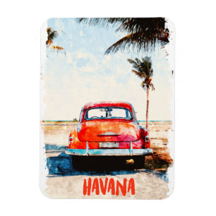 Rustieke Havana Cuba Vintage Travel Waterverf Magneet