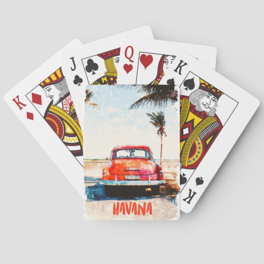 Rustieke Havana Cuba Vintage Travel Waterverf Pokerkaarten (Achterkant)