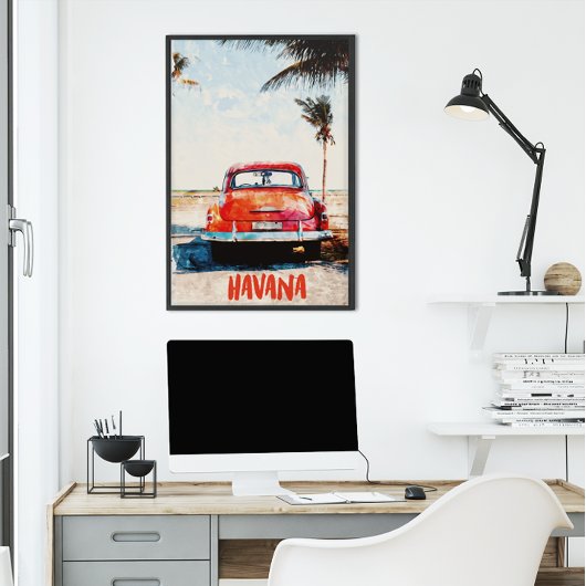 Rustieke Havana Cuba Vintage Travel Waterverf Poster