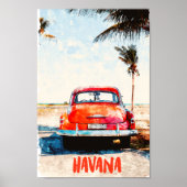 Rustieke Havana Cuba Vintage Travel Waterverf Poster (Voorkant)