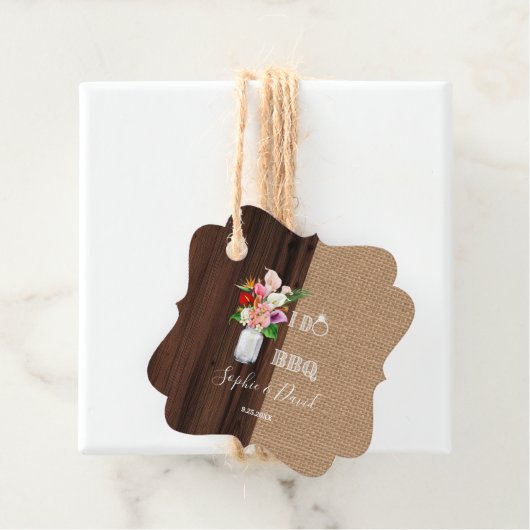 Rustieke Hawaiaanse Bloem Jute Schuur Ik Doe Barbe Bedankjes Labels (In situ)