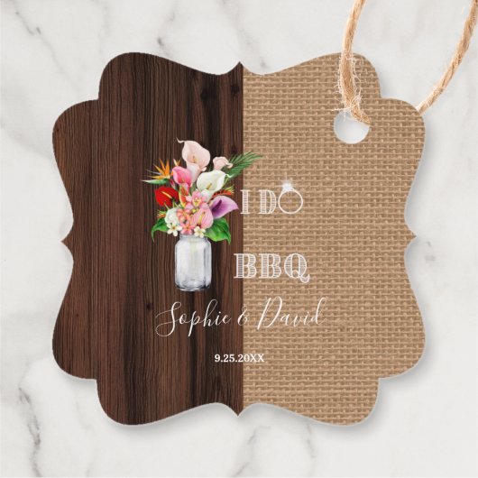 Rustieke Hawaiaanse Bloem Jute Schuur Ik Doe Barbe Bedankjes Labels (Achterkant)