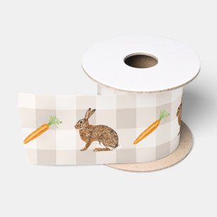Rustieke hazen en wortels beige geruit lente satijnen lint