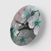 Rustieke hedendaagse Blauwgroen bloem Ronde Klok (Hoek)