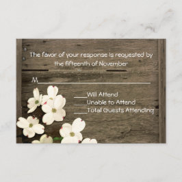 Rustieke hek & Dogwood Blooms Bruiloft RSVP Kaart