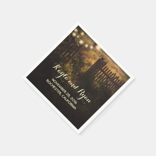 rustieke hek en string verlichting land bruiloft servet (Hoek)