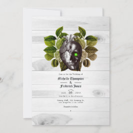 Rustieke heks Woodland Halloween bruiloft Kaart