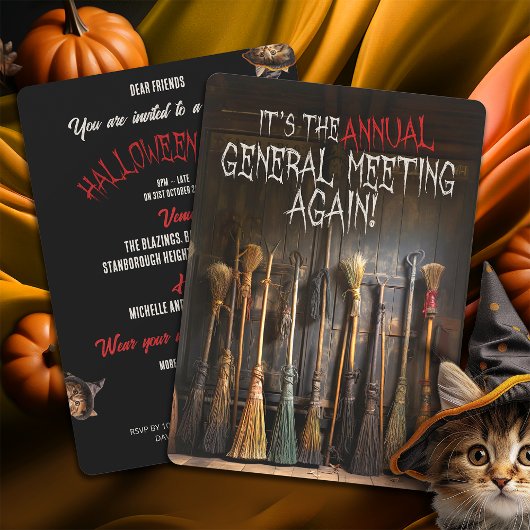 Rustieke heksen bezems stad vergadering Halloween Kaart