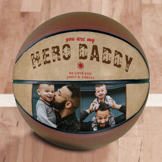 Rustieke Held Papa Vaderdag 2 Foto Collage Basketbal