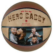 Rustieke Held Papa Vaderdag 2 Foto Collage Basketbal (Voorkant)