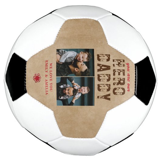 Rustieke Held Papa Vaderdag 2 Foto Collage Voetbal (Gedraaid)