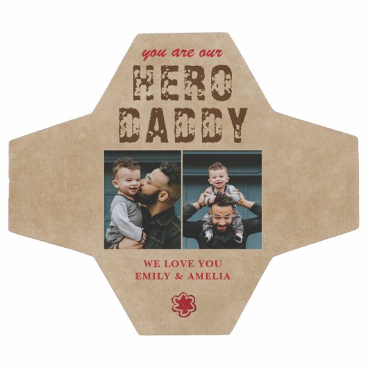 Rustieke Held Papa Vaderdag 2 Foto Collage Voetbal (Enkel)