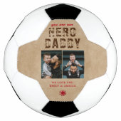 Rustieke Held Papa Vaderdag 2 Foto Collage Voetbal (Voorkant)