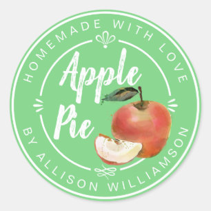 Rustieke heldergroene zelfgemaakte appeltaart ronde sticker