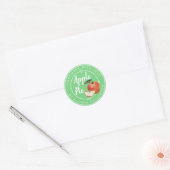 Rustieke heldergroene zelfgemaakte appeltaart ronde sticker (Envelop)