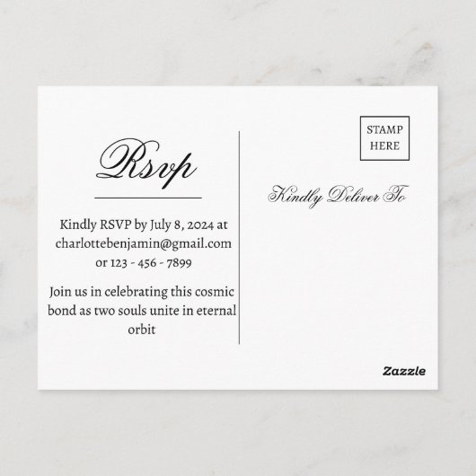 Rustieke hemelse bruiloft uitnodiging (Achterkant)