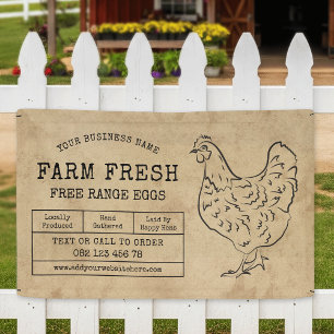Rustieke Hen Boerderij Verse Eieren Marketing Spandoek