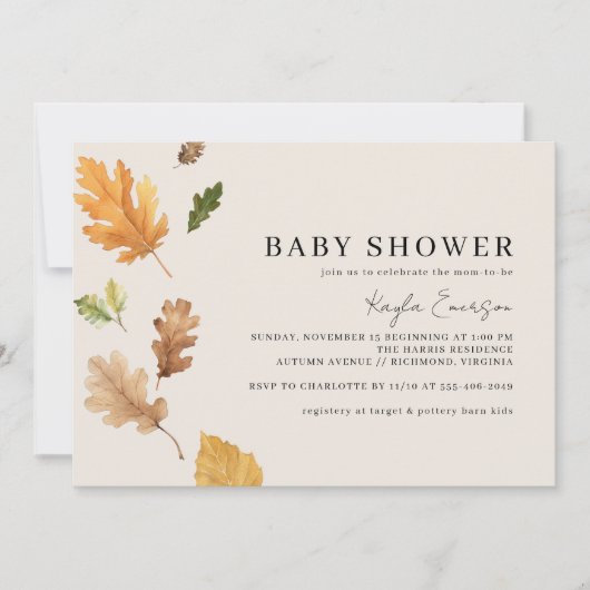 Rustieke Herfst | Aardneutraal herfst Baby shower Kaart (Voorkant)