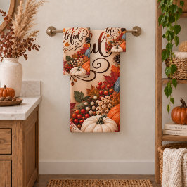 Rustieke Herfst Altijd Dankbaar Pompoenen Illustra Bad Handdoek