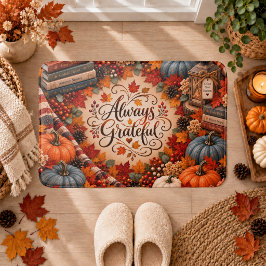 Rustieke Herfst Altijd Dankbaar Pompoenen Illustra Badmat