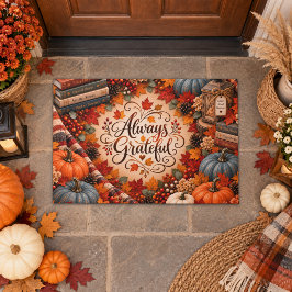 Rustieke Herfst Altijd Dankbaar Pompoenen Illustra Deurmat