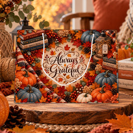 Rustieke Herfst Altijd Dankbaar Pompoenen Illustra Groot Cadeauzakje