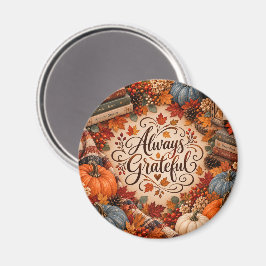 Rustieke Herfst Altijd Dankbaar Pompoenen Illustra Magneet