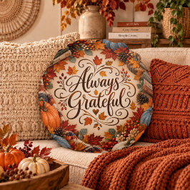 Rustieke Herfst Altijd Dankbaar Pompoenen Illustra Rond Kussen