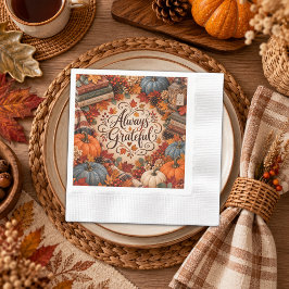 Rustieke Herfst Altijd Dankbaar Pompoenen Illustra Servet
