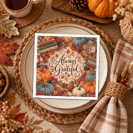 Rustieke Herfst Altijd Dankbaar Pompoenen Illustra Servet
