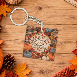 Rustieke Herfst Altijd Dankbaar Pompoenen Illustra Sleutelhanger