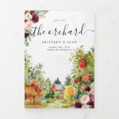 Rustieke herfst appelboomgaard bruiloft drieluik uitnodiging (Cover)