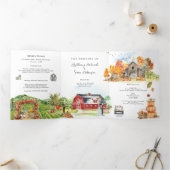 Rustieke herfst Apple Orchard bruiloft Drieluik Uitnodiging (Binnen)