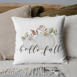 Rustieke herfst aquarel witte pompoenen kussen