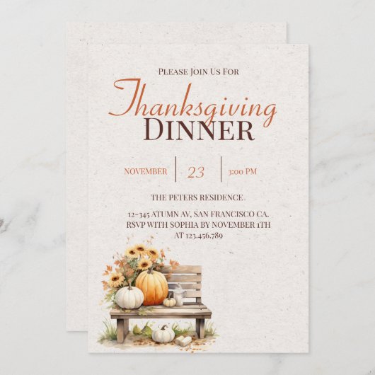 Rustieke Herfst Autumn Boho Thanksgiving Invitatio Kaart (Voorkant / Achterkant)