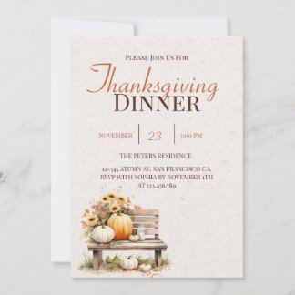 Rustieke Herfst Autumn Boho Thanksgiving Invitatio Kaart