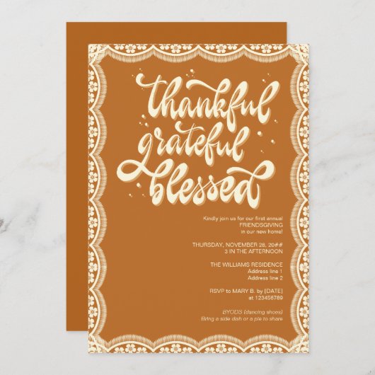 Rustieke Herfst Autumn Friendsgiving Terracotta Kaart (Voorkant / Achterkant)