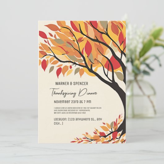 Rustieke Herfst Autumn Tree verlaat Thanksgiving Kaart (Staand voorkant)