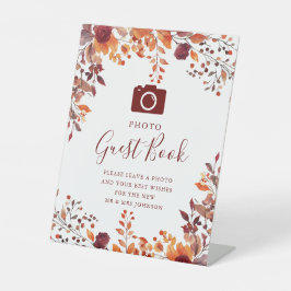 Rustieke Herfst Autumnal Foto Gastboek Trouwen Reclamebord Met Voetstuk